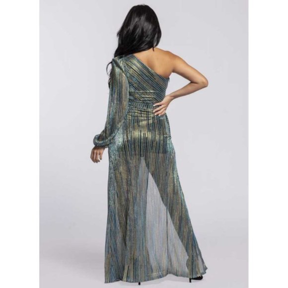 Clearance - Teal One Shoulder Semi-Formal Dress - Picture 3 of 3